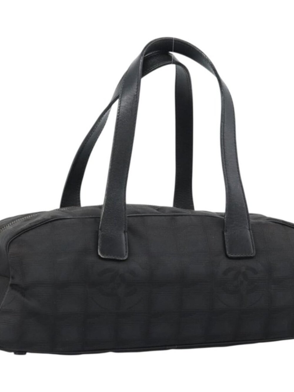 CHANEL New Travel Line Hand Bag Nylon Black CC Auth 188435